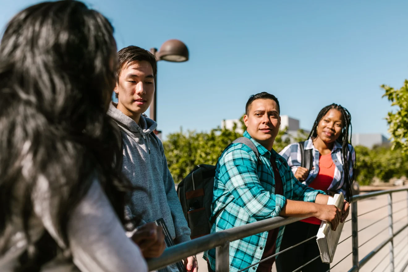 Transfer students talking to one another